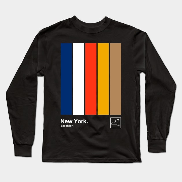 New York State Flag  // Original Minimalist Artwork Poster Design Long Sleeve T-Shirt by DankFutura